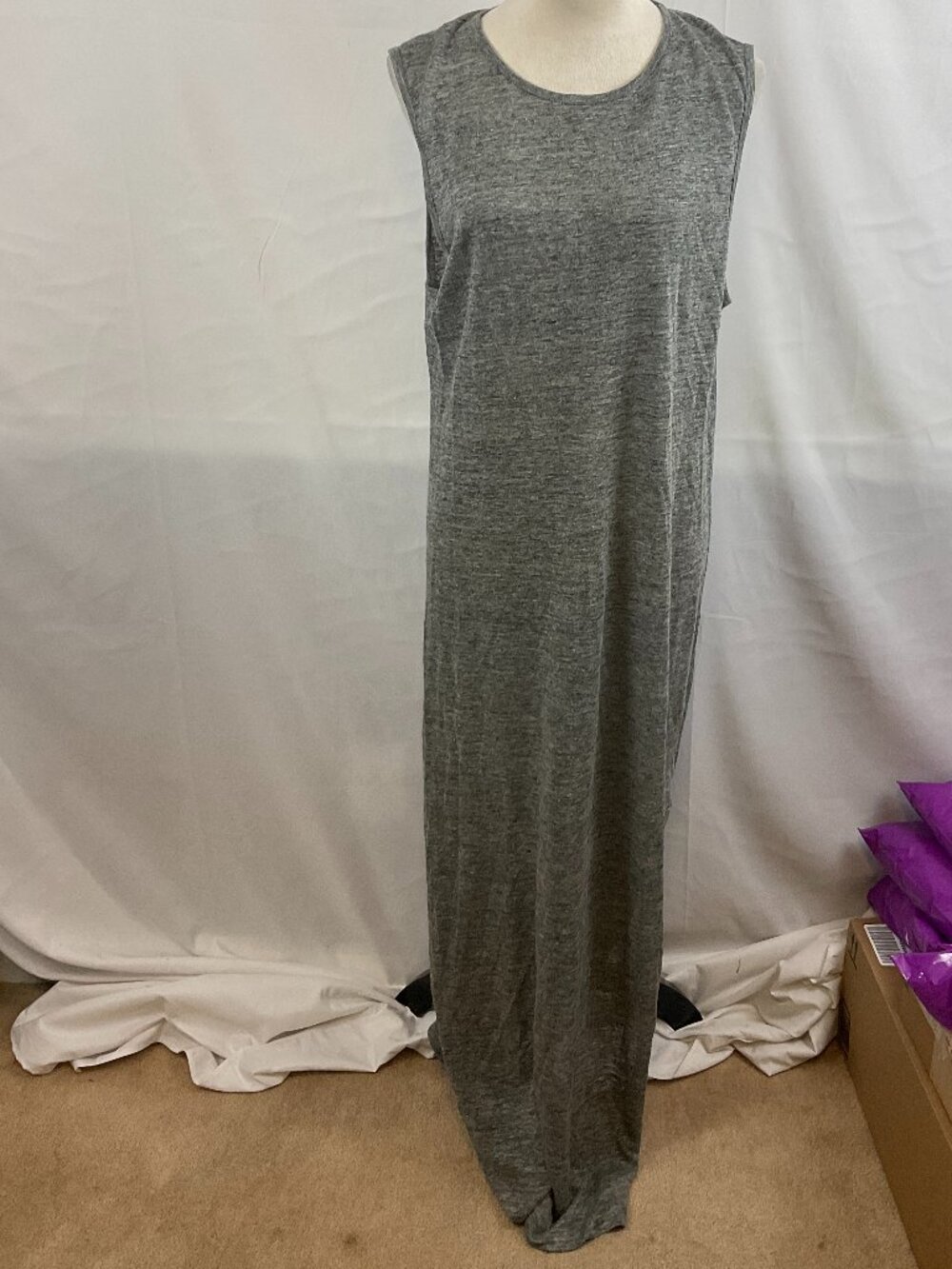 Sleeveless Gray Maxi Dress